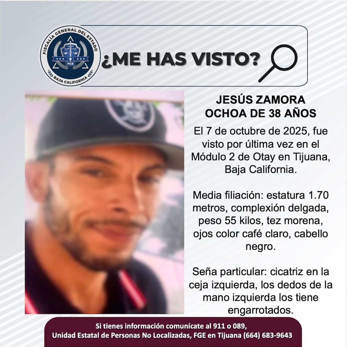 Fue visto por última vez el 3 de noviembre de 2025.