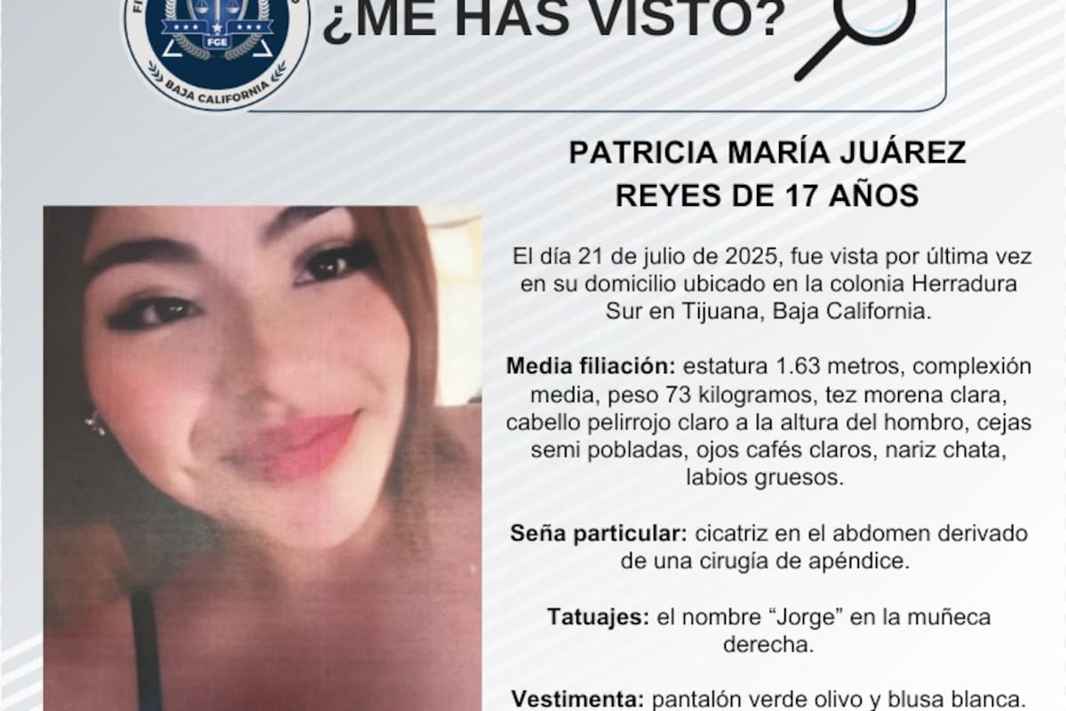 Se busca a Patricia María Juárez Reyes de 17 años