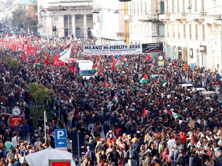 Miles marchan en Italia y España: La ola de protestas contra la ofensiva israelí en Gaza llena las calles