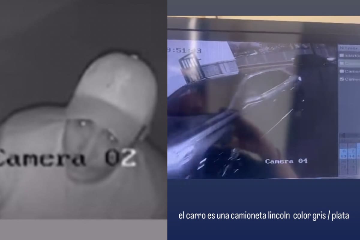 Rostro de uno de los sujetos y la camioneta en la qué entraron.