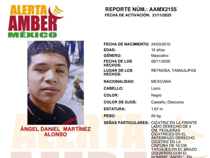 Se busca a Ángel Daniel Martínez Alonso de 15 años