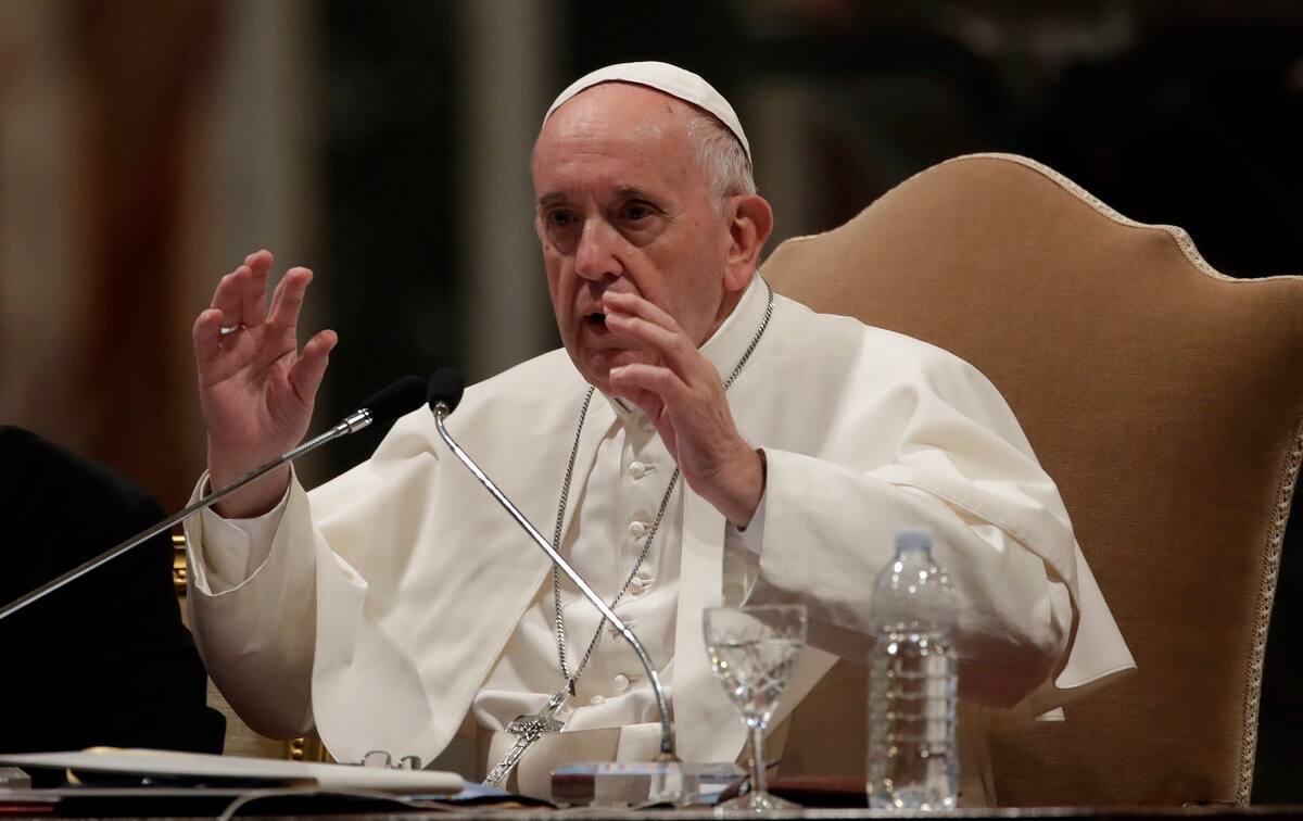 El papa Francisco en la Basílica de San Juan de Letrán, Roma, 9 de mayo de 2019. (AP Foto/Alessandra Tarantino)