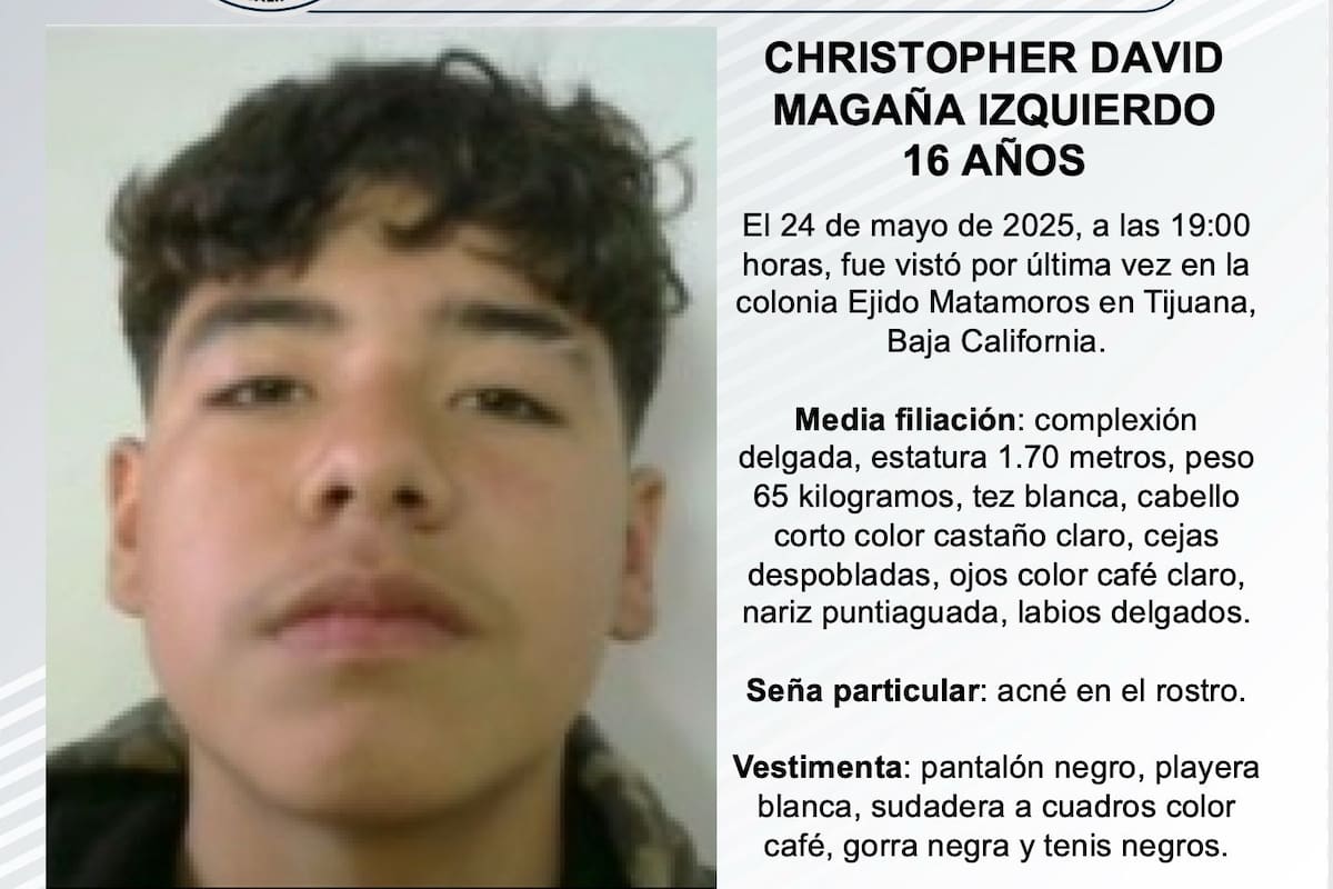 Se busca a Christopher David Magaña Izquierdo de 16 años de edad