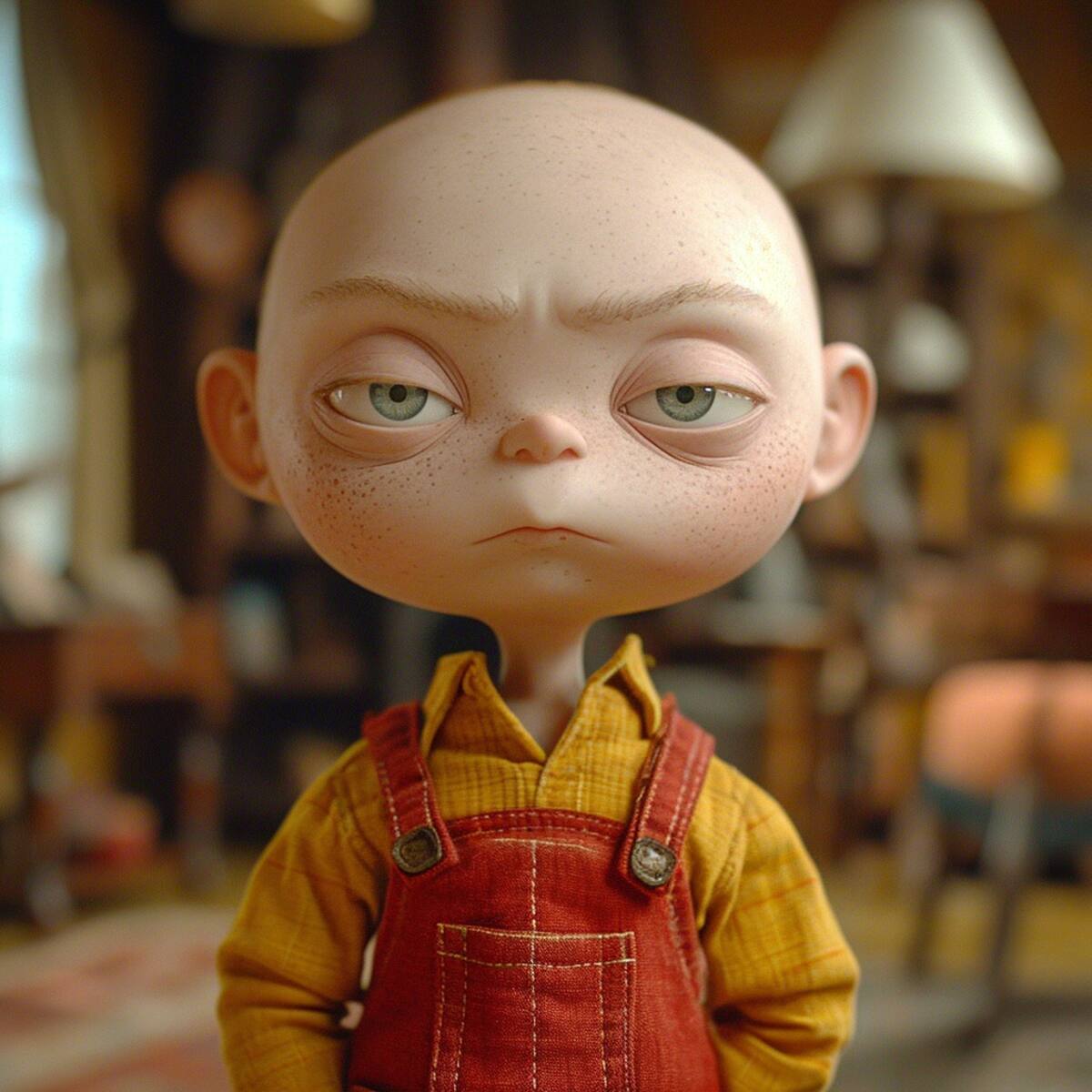 Cabello escaso: A diferencia de otros niños de su edad, Stewie parece carecer de cabello, con tan solo nueve pelos en toda la cabeza.