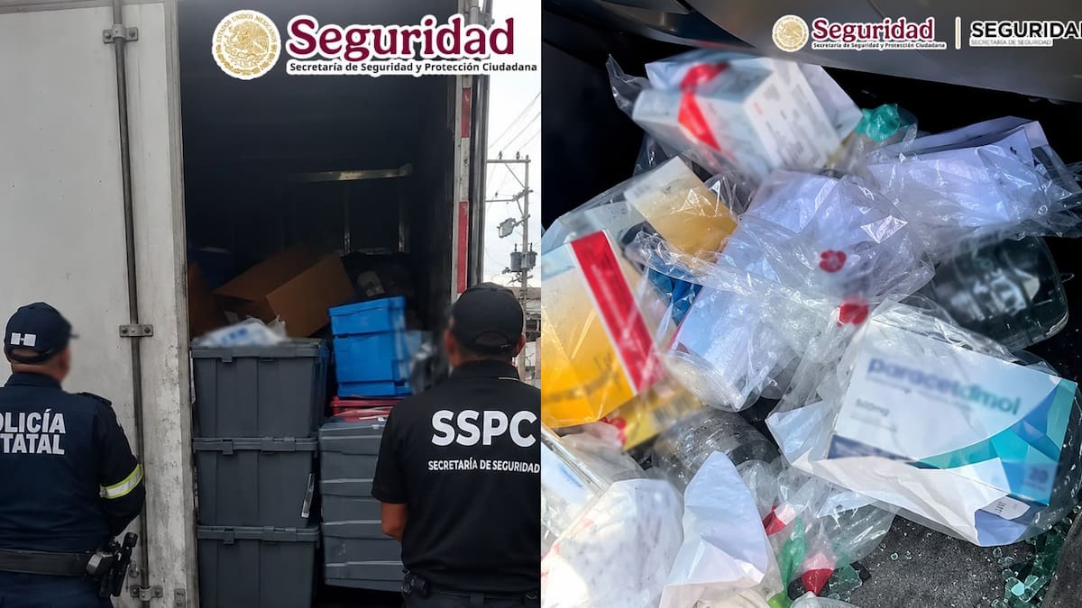 Recuperan en Chalco medicamentos e insumos médicos valuados en 2.5 millones de pesos tras el robo de dos vehículos de carga