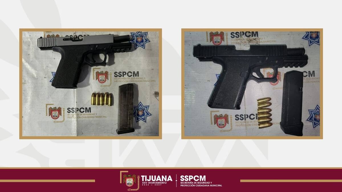 A ambos se les aseguró una pistola calibre 9 mm con cinco cartuchos útiles. Foto: Cortesía