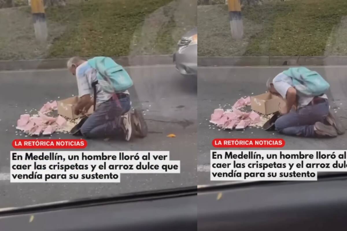 “Era su único sustento”: hombre rompe en llanto al perder toda su mercancía en Colombia