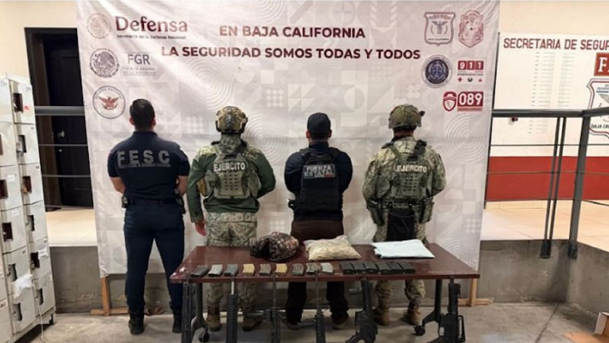 Detienen en BC a tres presuntos traficantes de armas vinculados al CJNG tras operativo con inteligencia binacional
