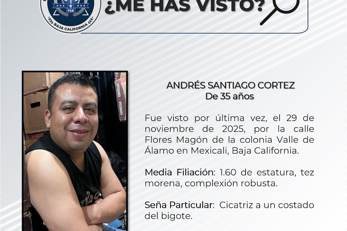 Buscan a Andrés Santiago Cortez, visto por última vez en Valle del Álamo