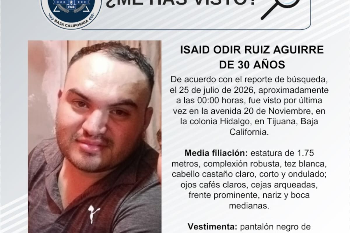 Se busca Isaid Odir Ruiz Aguirre de 30 años