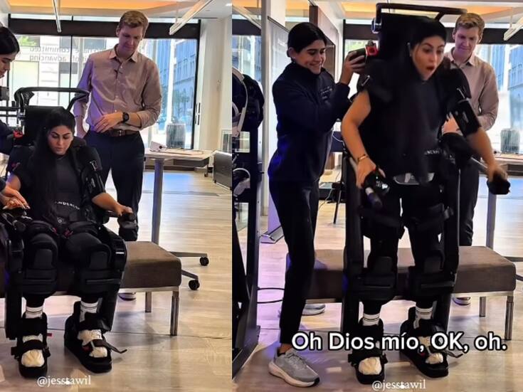 Después de 10 años, vuelve a ponerse de pie gracias a un traje robótico