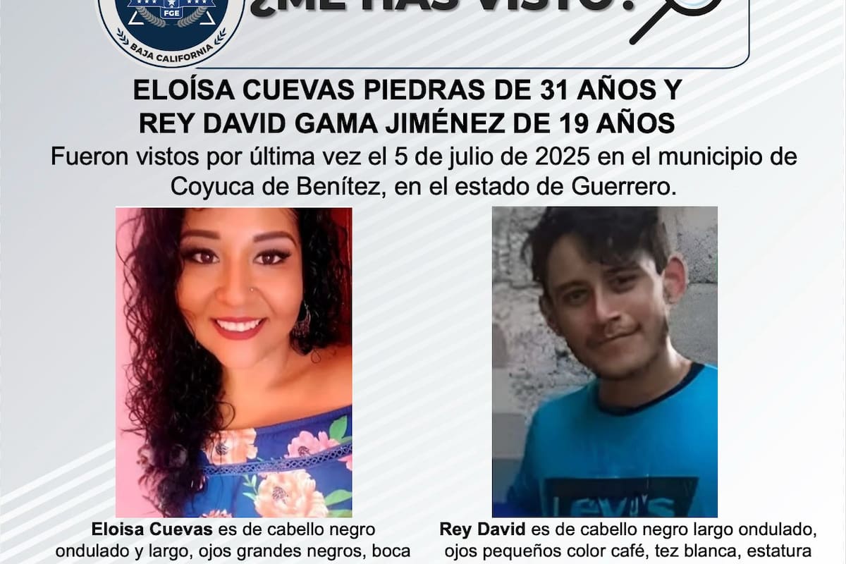 Se busca a Eloísa Cuevas Piedras y Rey David Gama Jiménez