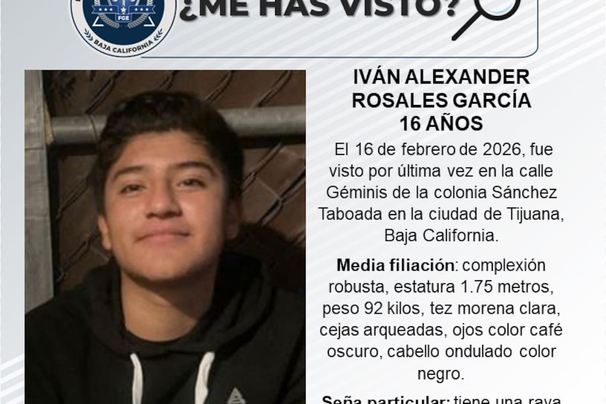 Se busca a Iván Alexander Rosales García de 16 años