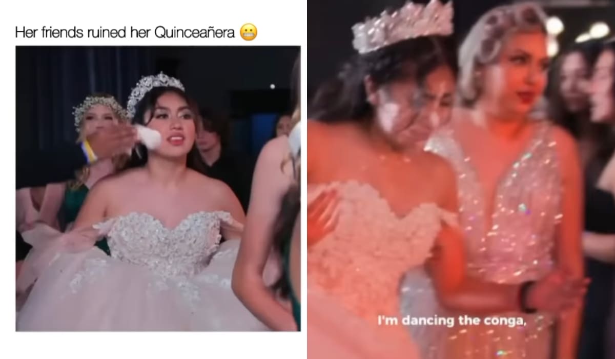 "Esos no son sus amigos": Invitados arruinan el maquillaje de una quinceañera al lanzarle pastel en la cara