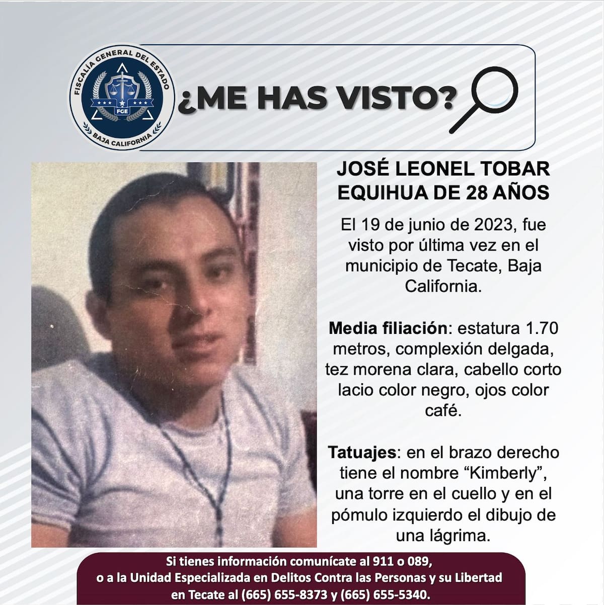 Fue visto por última vez el 19 de junio de 2023.