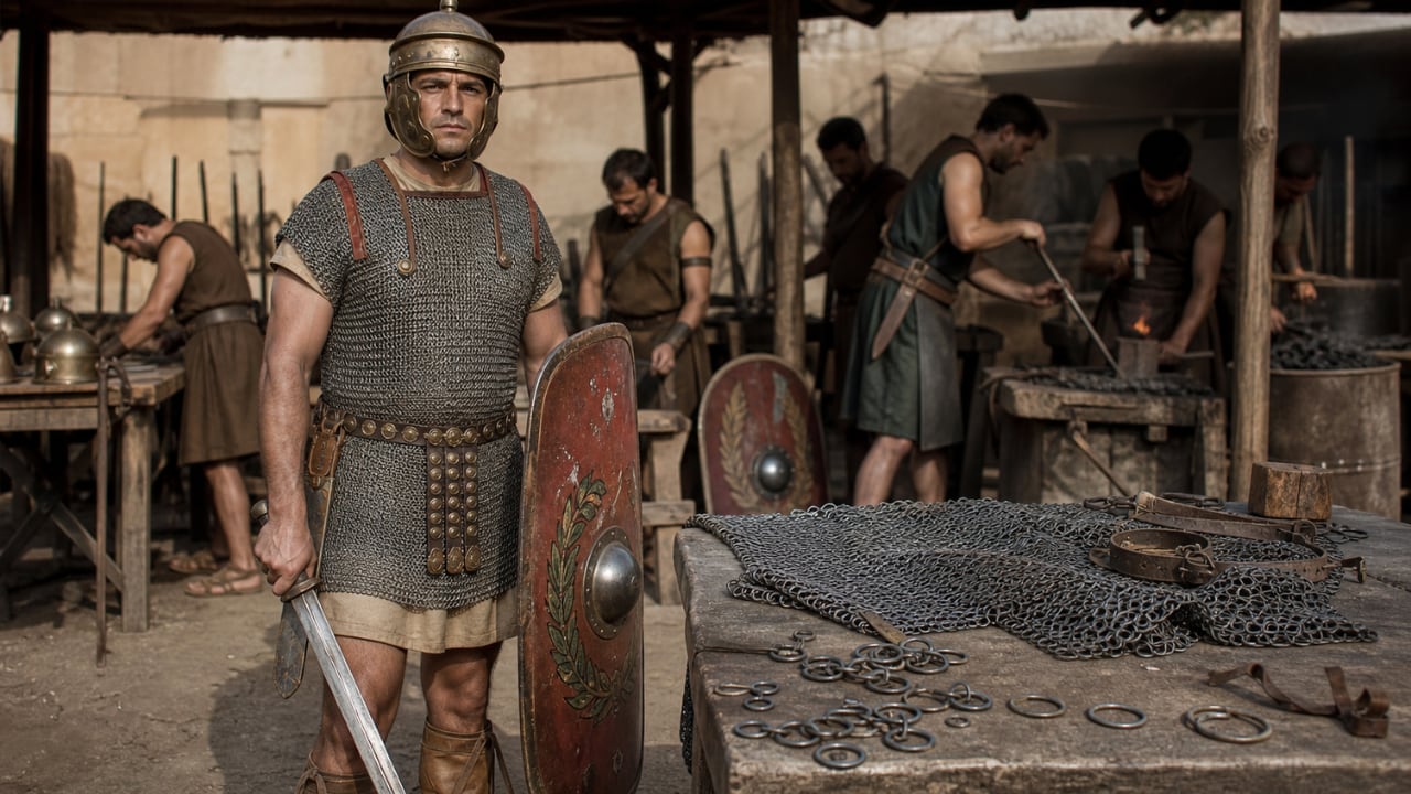 La lorica hamata, formada por pequeños anillos metálicos, ofrecía protección y movilidad y se convirtió en una de las armaduras más duraderas del ejército romano.