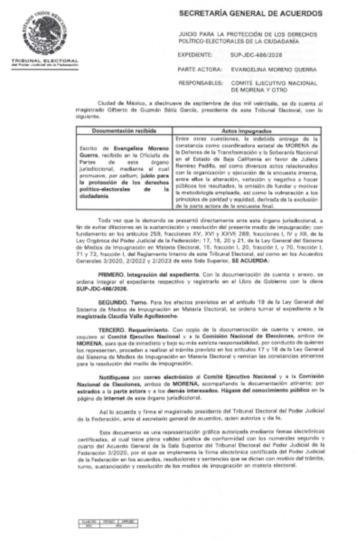 Evangelina Moreno Guerra presentó una impugnación ante el TEPJF contra el proceso mediante el cual Morena designó a Julieta Ramírez como coordinadora en Baja California. Foto: Cortesía