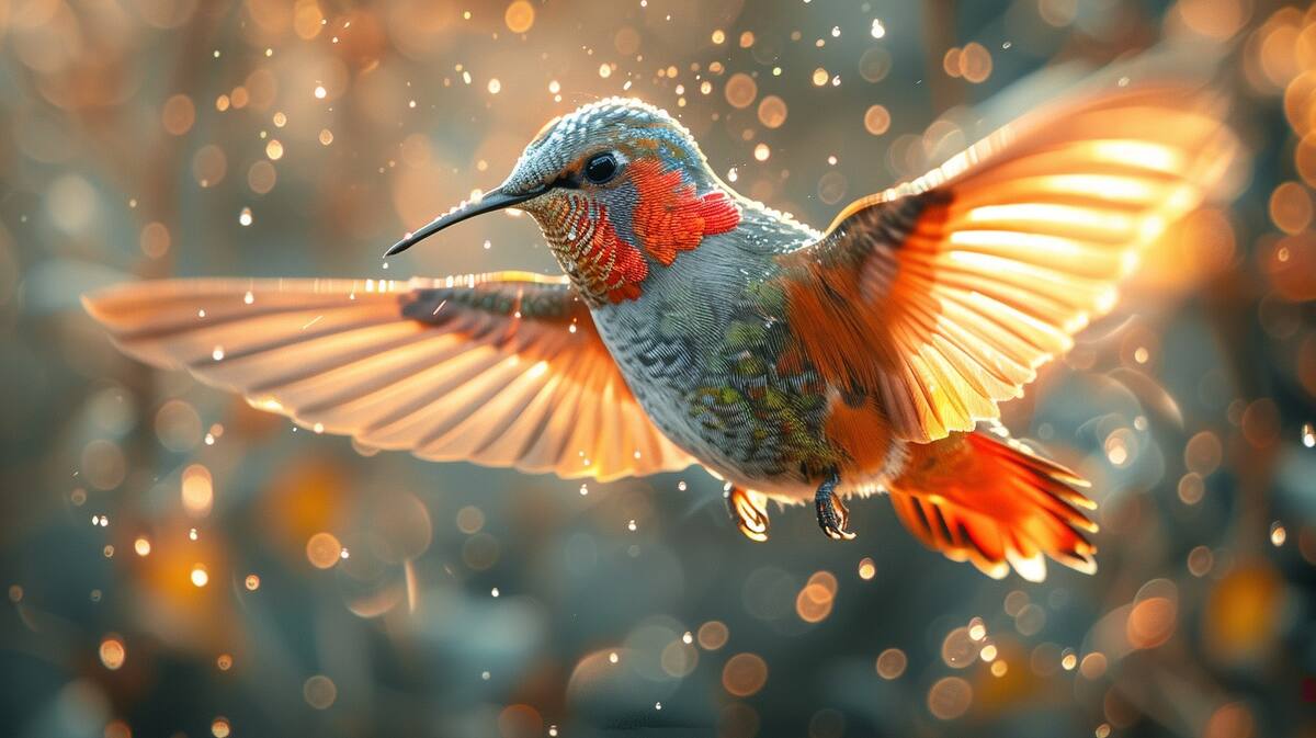 Fotografía de un colibrí generada por inteligencia artificial.
