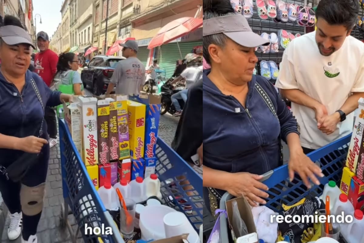 “Lady Cereal”: Vendedora ambulante conquista las redes con su ingeniosa forma de vender cereal
