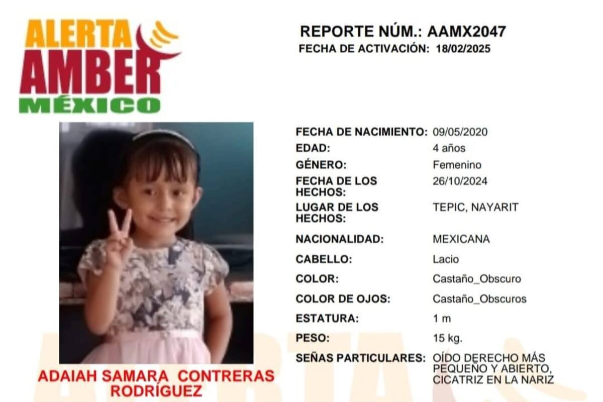 Activan Alerta Amber por Adaiah Samara Contreras Rodríguez