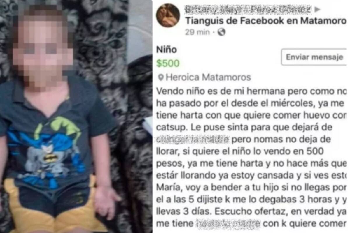 Tamaulipas: Vendía niño porque quería comer