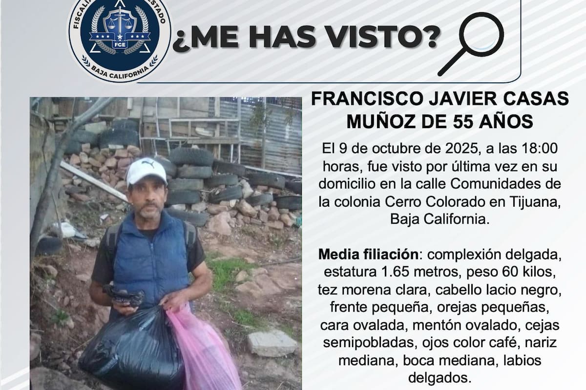 Se busca a Francisco Javier Casas Muñoz de 55 años de edad.