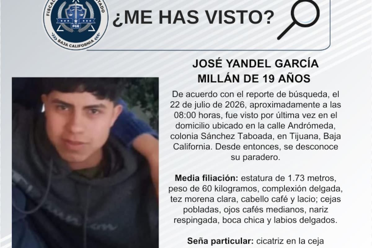 Se busca José Yandel García Millán de 19 años de edad