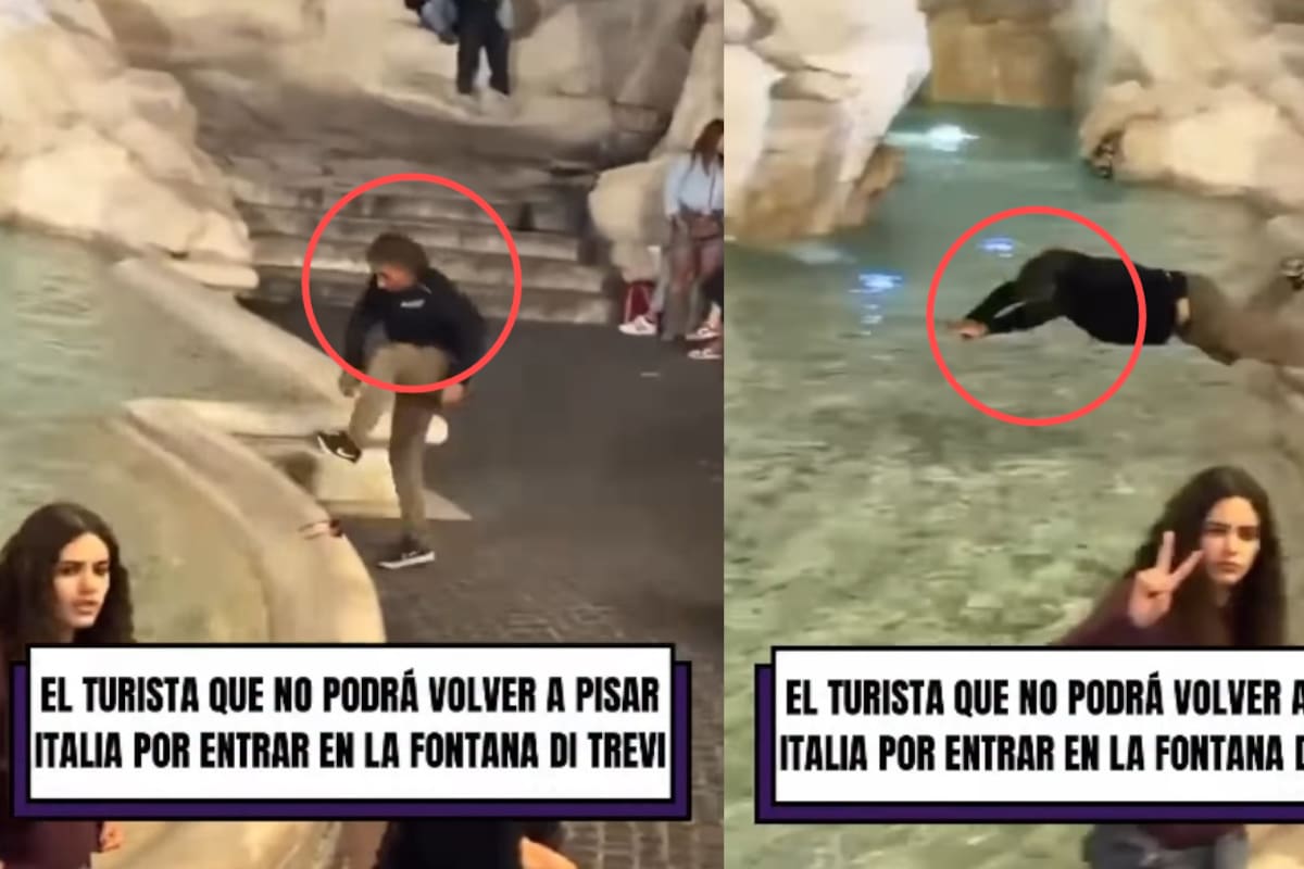 Turista es vetado de Italia de manera permanente Tras saltar y ponerse a nadar en las aguas de la Fontana di Trevi