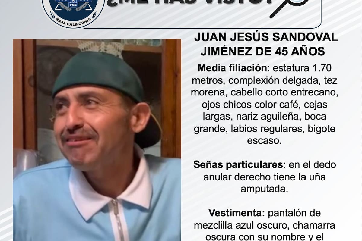 Se busca a Juan Jesús Sandoval Jiménez de 45 años de edad