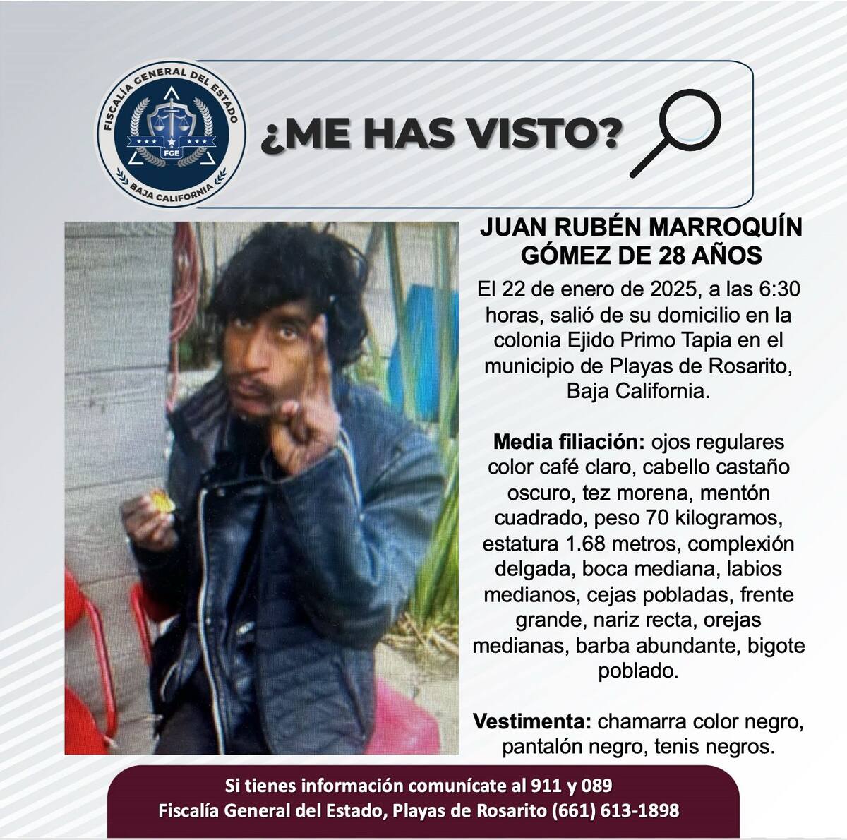Juan Rubén Marroquín Gómez fue visto por última vez el 22 de enero del 2025.