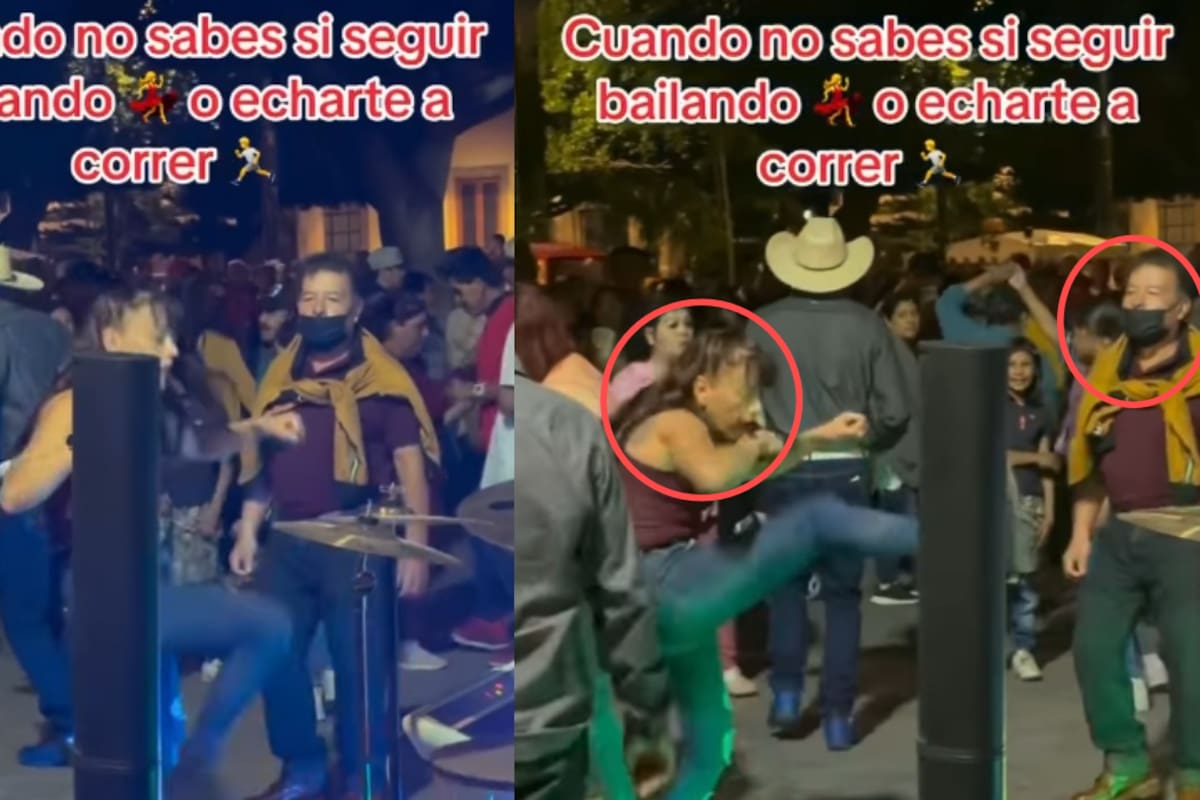 Mujer baila lanzando golpes y se vuelve viral; incluso su pareja la mira con terror