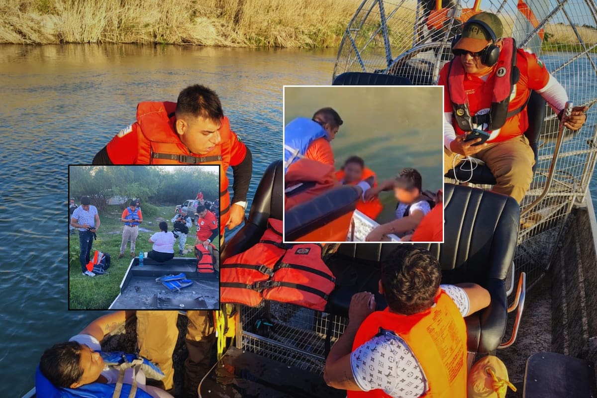 Rescatan a familia hondureña que quedó atrapada al intentar cruzar a EEUU por el Río Bravo; eran una mujer embarazada con preeclampsia, un niño menor de 12 años y un hombre (VIDEO)