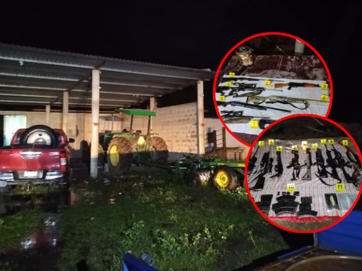 Rancho del Istmo en Oaxaca operaba como base criminal: decomisan armas largas, cartuchos y posible droga en cateo conjunto