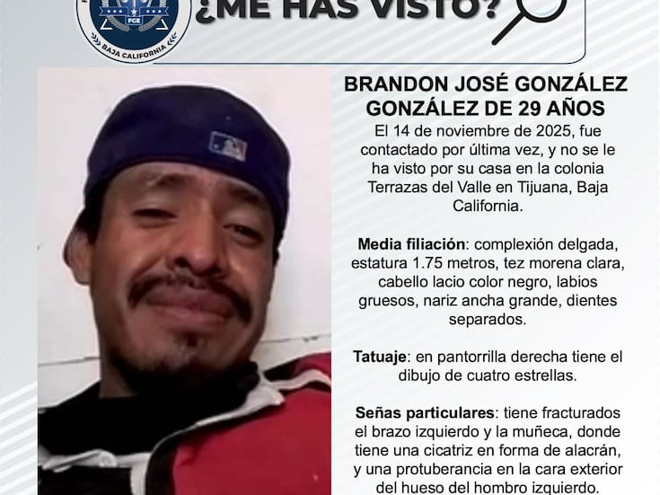 Se busca a Brandon José González González de 29 años