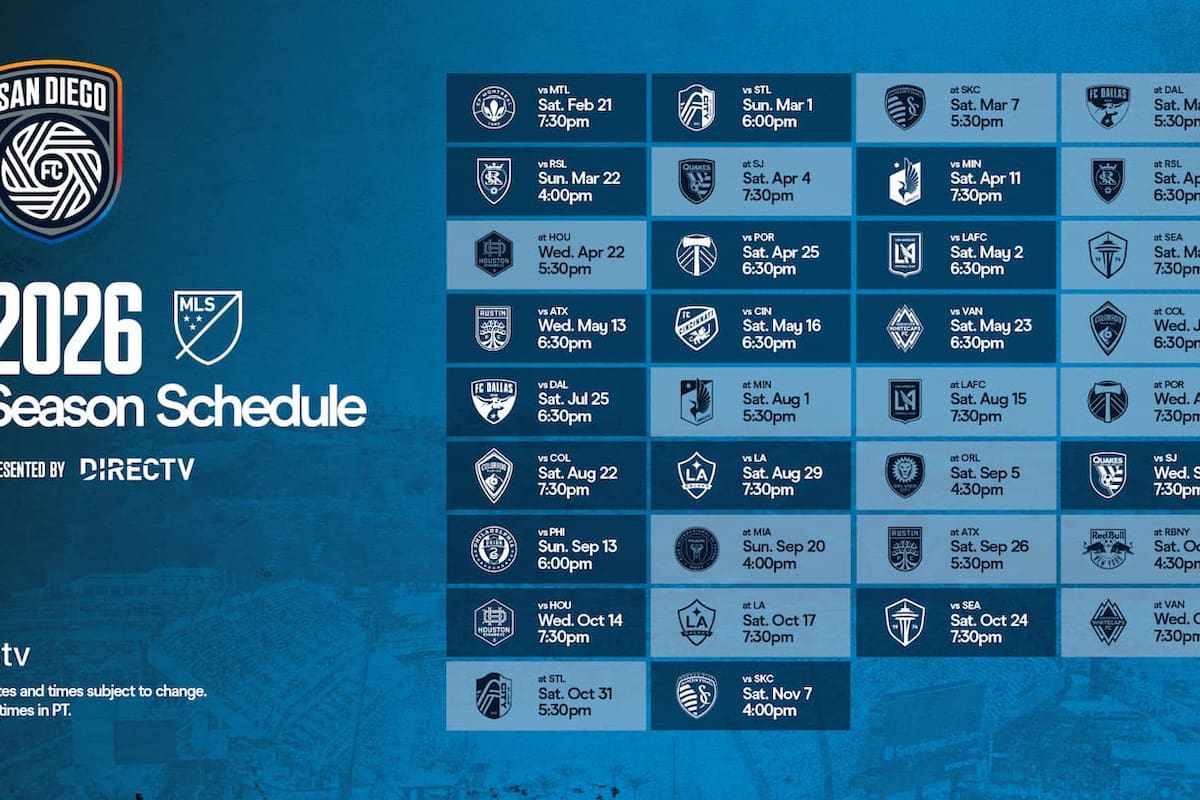 San Diego FC Anuncia Calendario de la Temporada Regular 2026 de la MLS