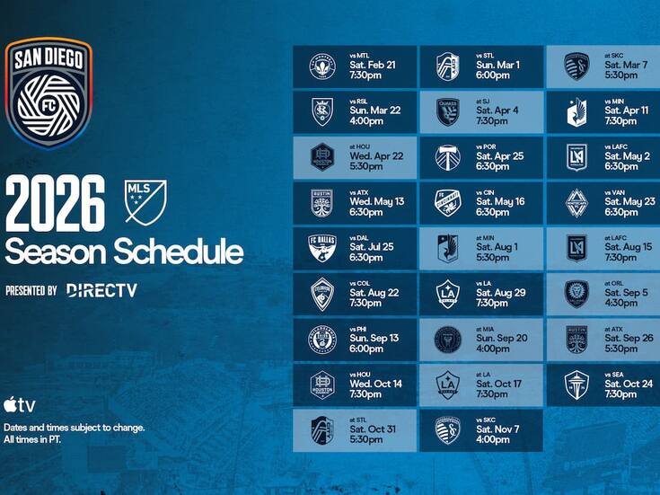 San Diego FC Anuncia Calendario de la Temporada Regular 2026 de la MLS
