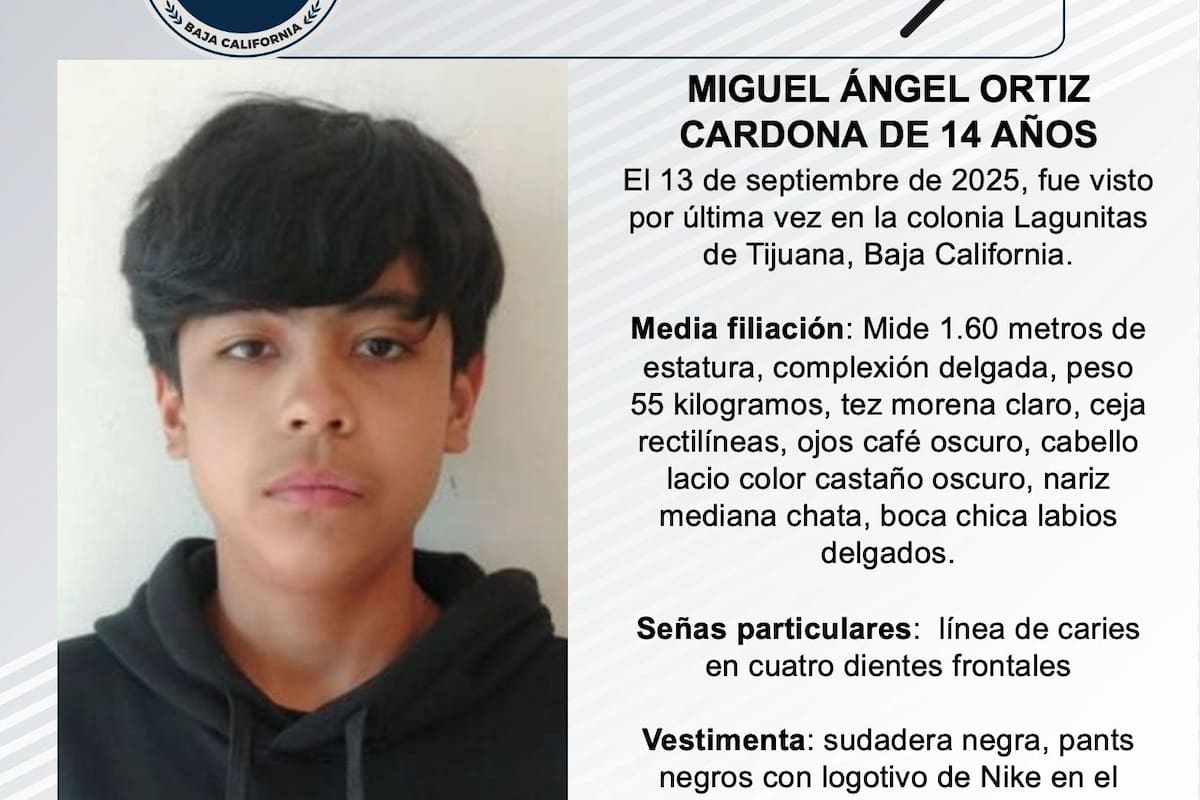 Se busca a Miguel Ángel Ortiz Cardona de 14 años