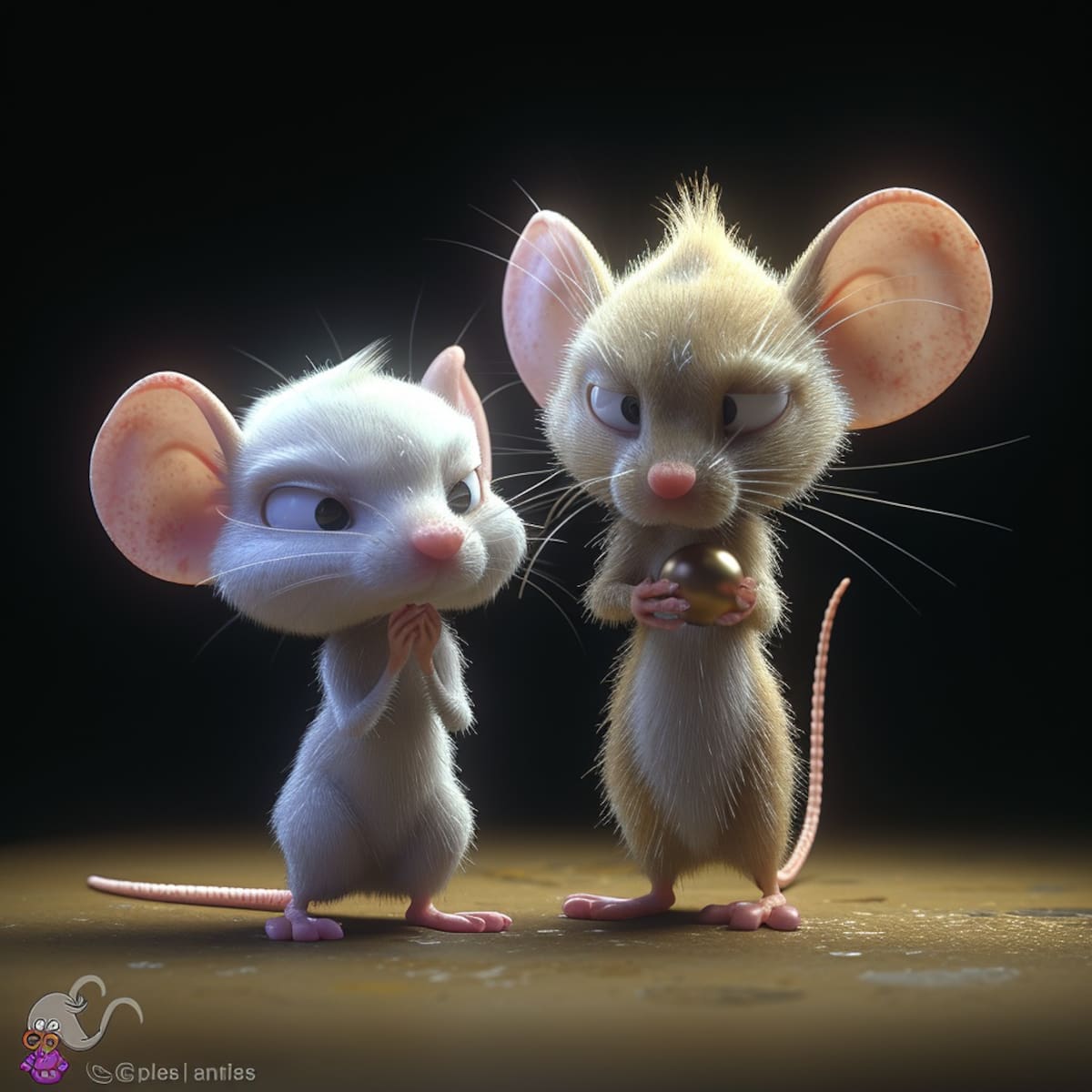 Pinky y Cerebro en 3D: La IA de Midjourney imagina a los famosos ratones con expresiones faciales únicas en su adaptación a la realidad.