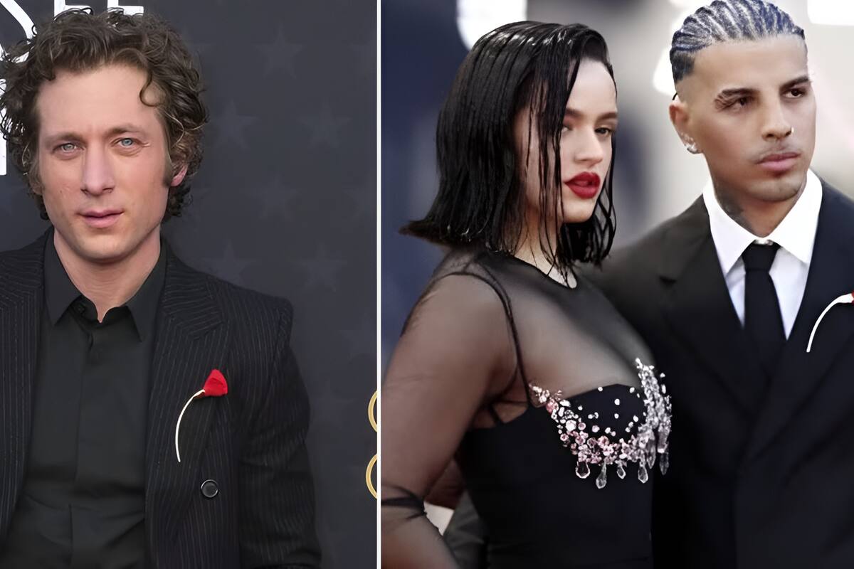 Jeremy Allen White y Rauw Alejandro con el "prendedor Amapola" ¿es la marca de Rosalía?