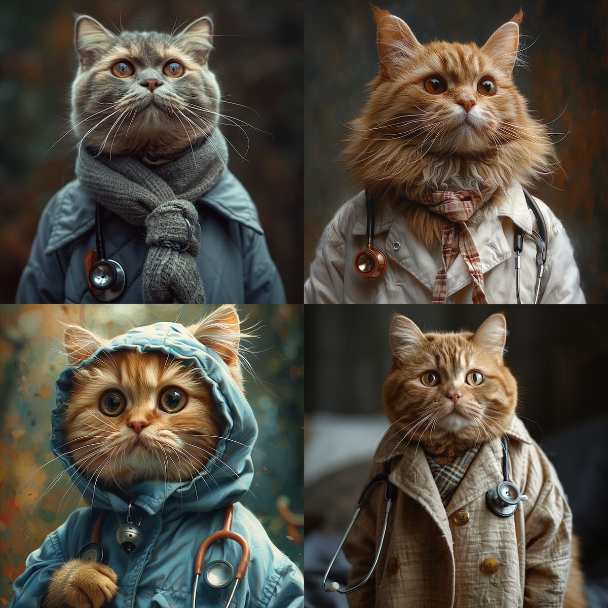 Gato médico según la Inteligencia Artificial de Midjourney