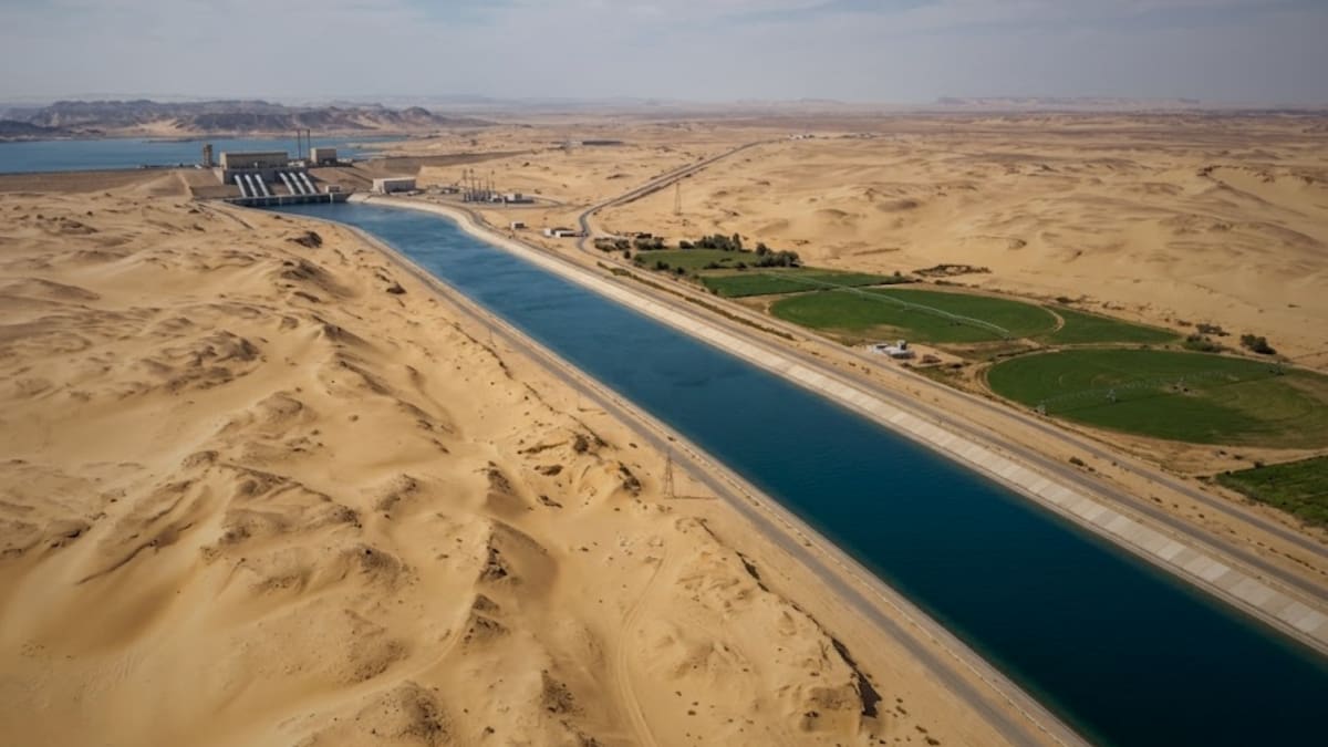 Con un río artificial ideado hace tres décadas, el gobierno egipcio desafía el clima extremo del desierto del Sahara mediante la estación de bombeo Mubarak para asegurar la producción nacional de trigo
