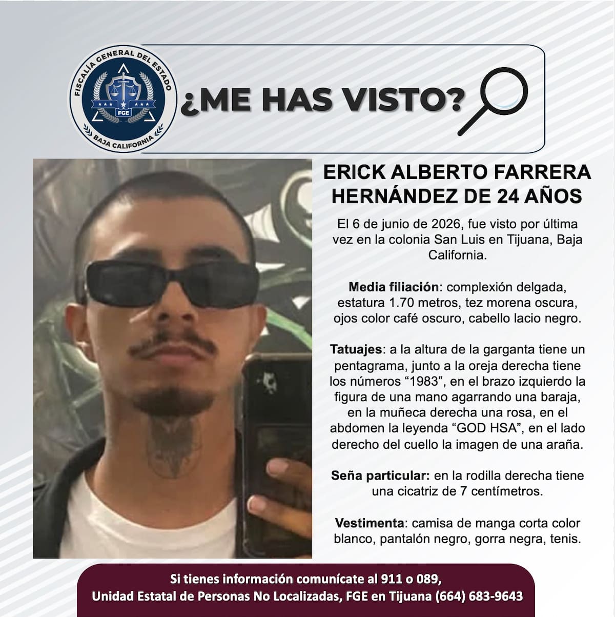Fue visto por última vez el 6 de junio de 2026.