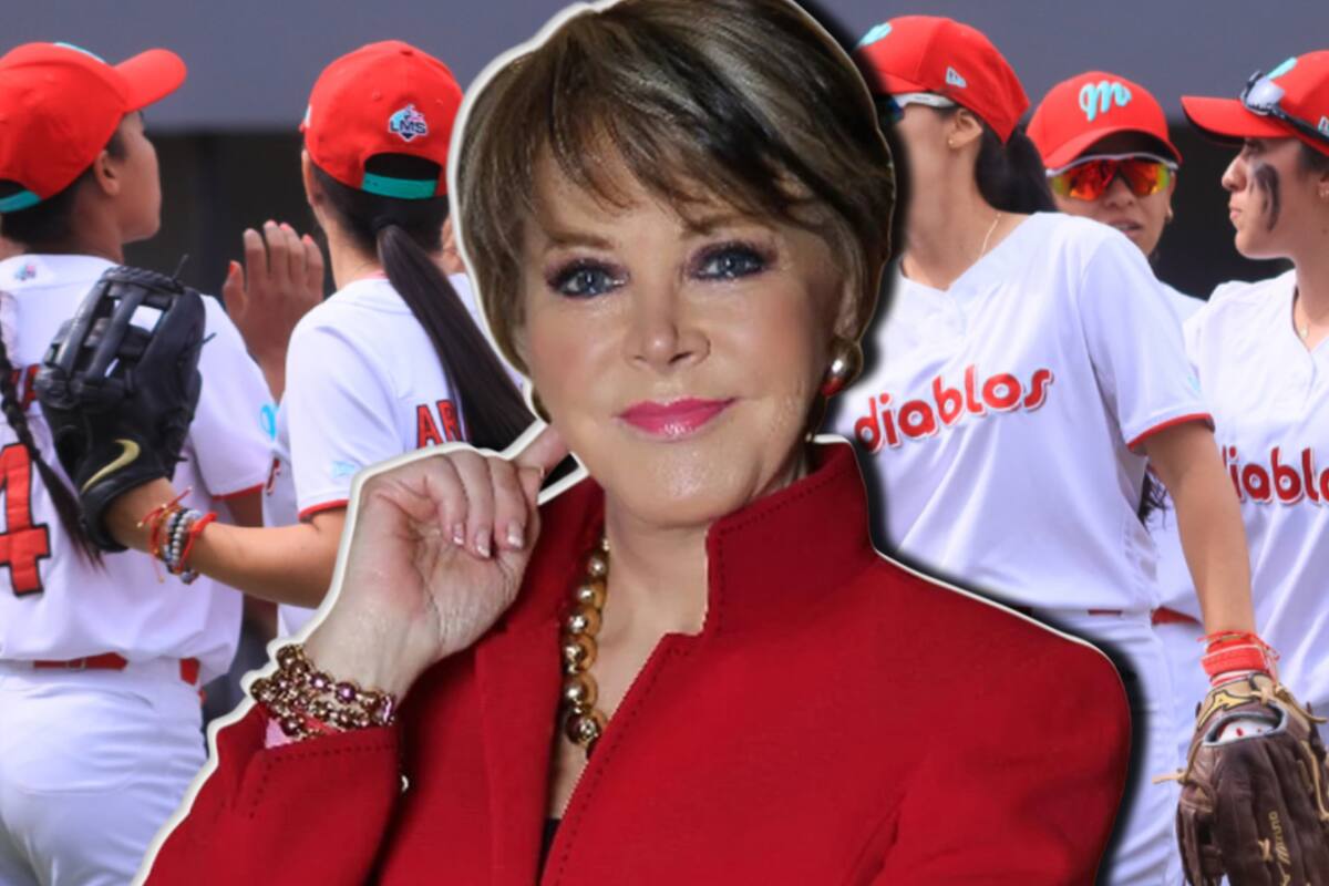 Reaparece Lolita Ayala lanzando la primera bola del partido de los “Diablos Rojos” de Softbol tras su caída de un helicóptero