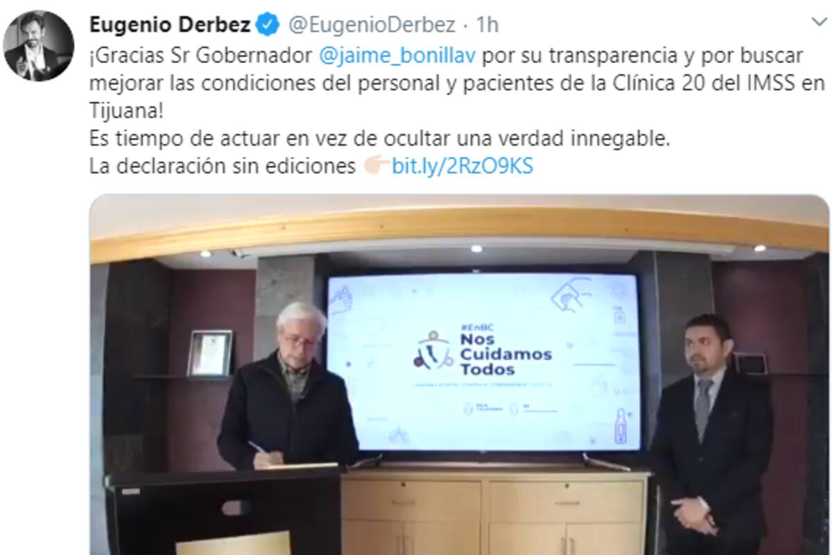 Agradece Derbez a Gobernador de BC confirmar carencias de IMSS