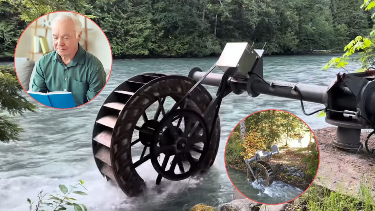 Ingeniero jubilado convierte un río en fuente de energía constante con sistema microhidráulico que produce hasta 36 kWh diarios y funciona de manera continua en entorno natural
