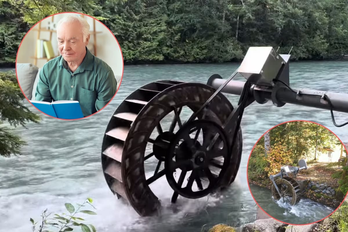 Ingeniero jubilado convierte un río en fuente de energía constante con sistema microhidráulico que produce hasta 36 kWh diarios y funciona de manera continua en entorno natural