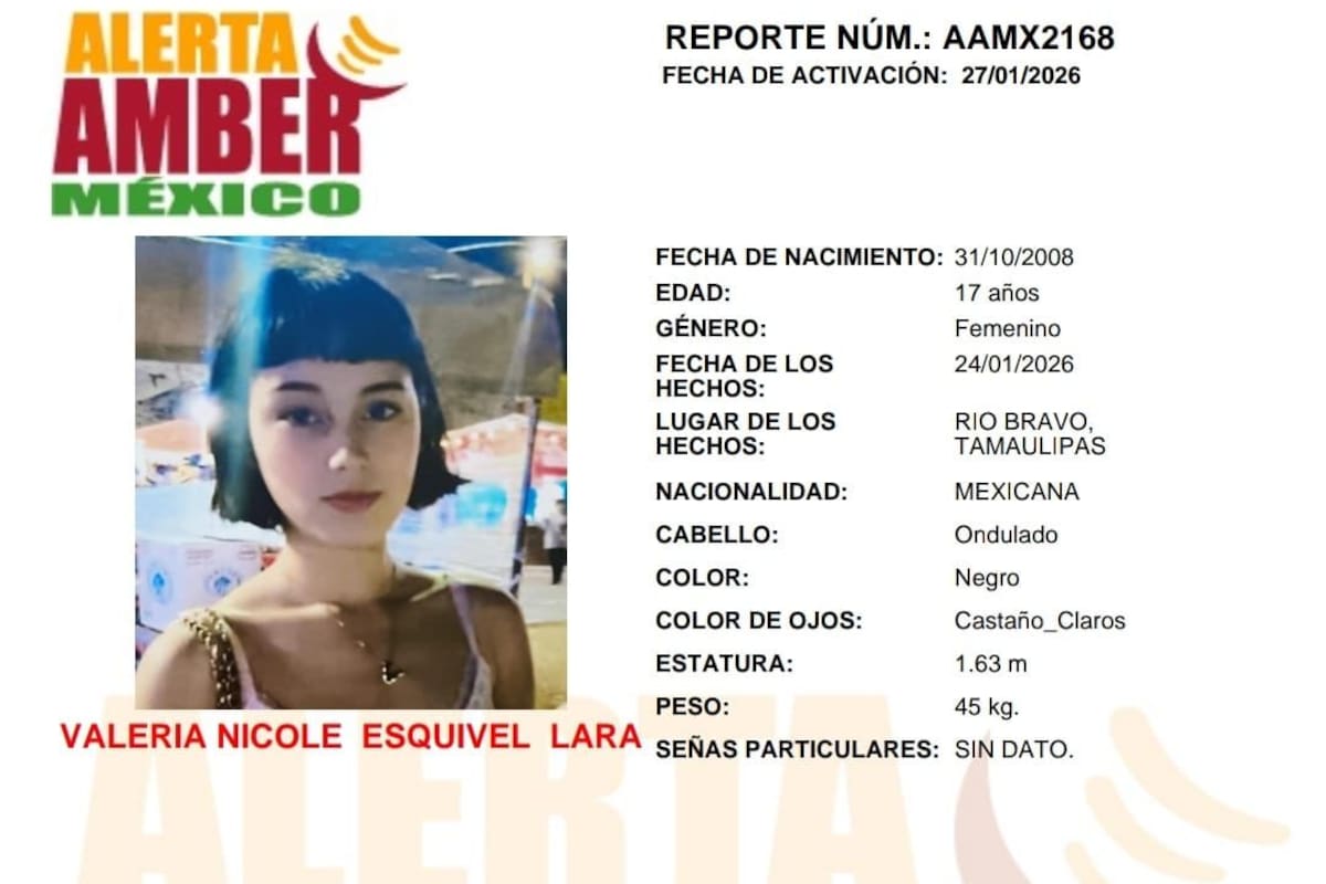 Activan alerta Amber por Valeria Nicole Esquivel Lara de 17 años