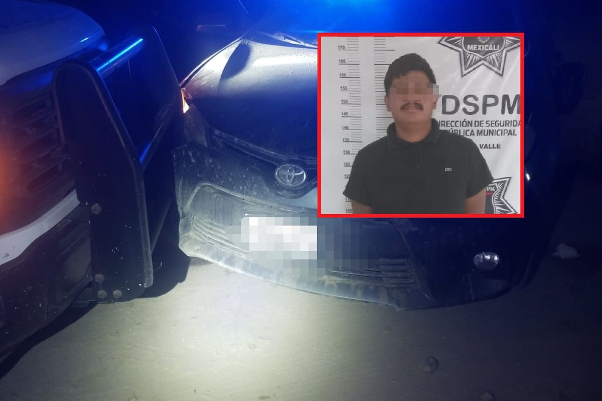 Choca contra patrulla tras intentar huir: conductor ebrio fue detenido en el valle