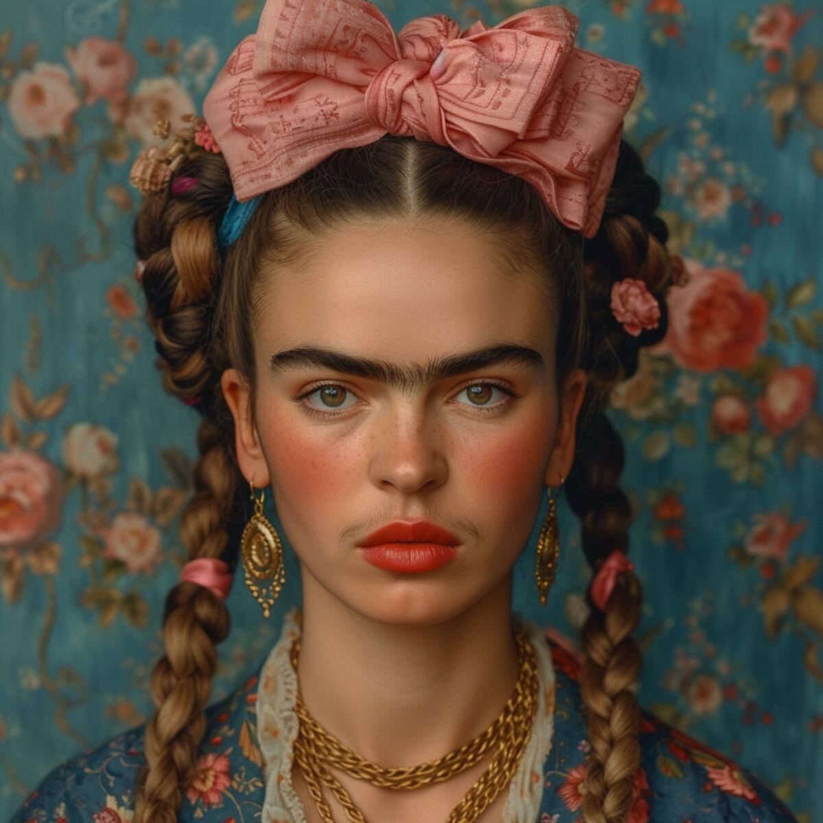 Así se vería Frida Kahlo en estilo coquette según la Inteligencia Artificial de Midjourney