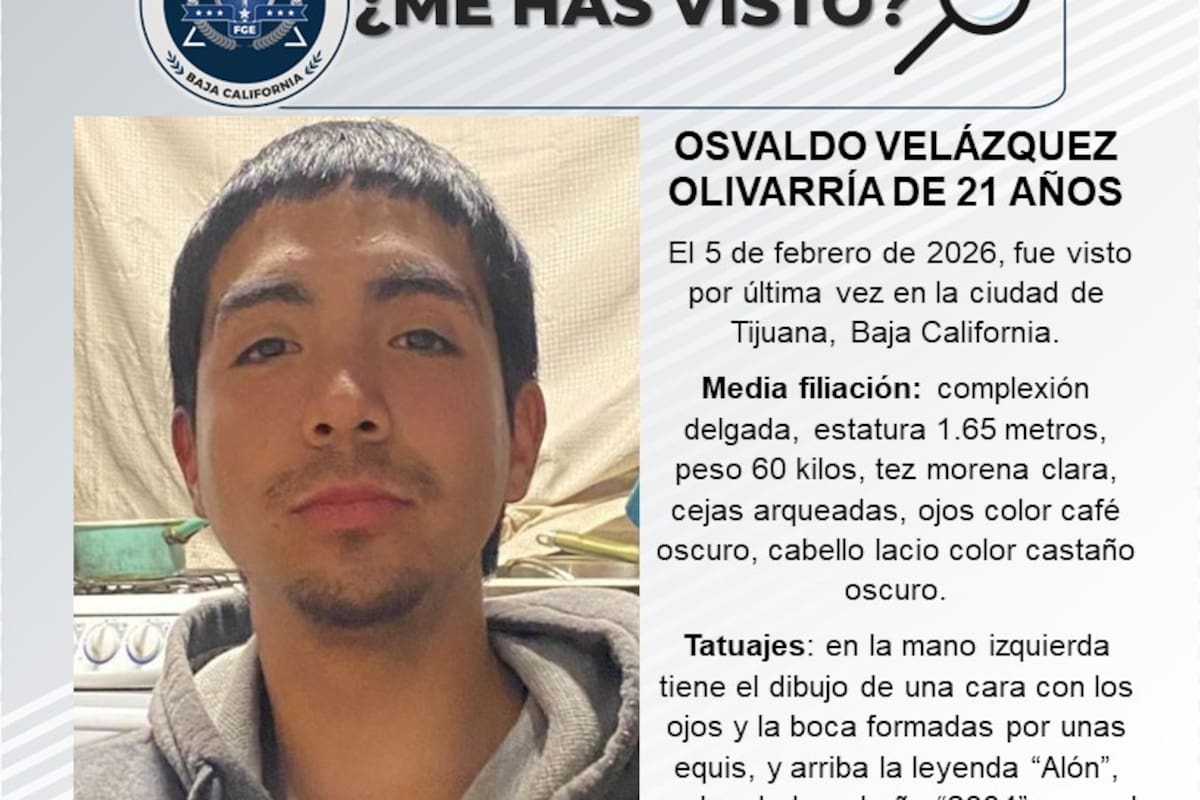 Se busca a Osvaldo Velázquez Olivarría de 21 años de edad